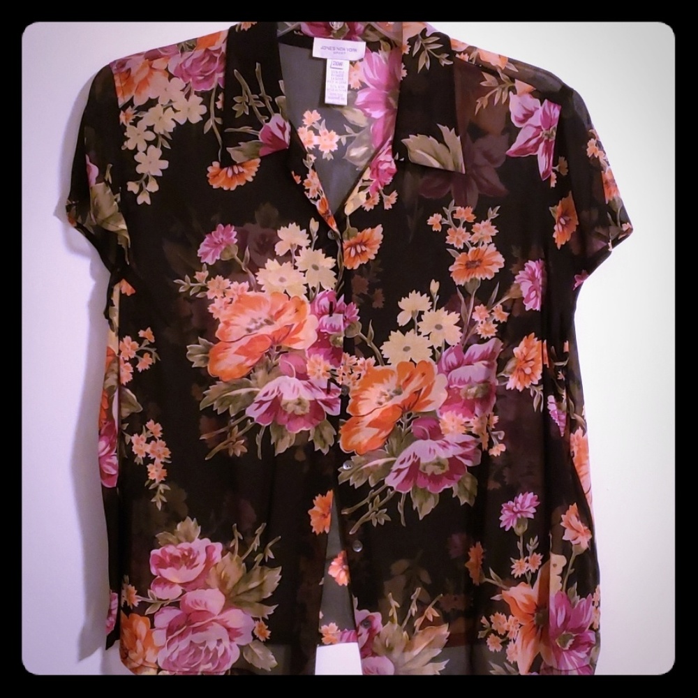 Black sheer floral top